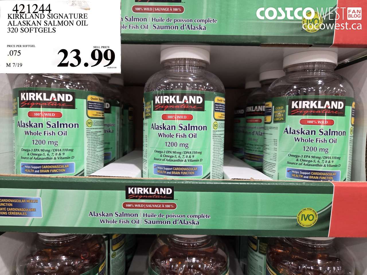 421244 KIRKLAND SIGNATURE ALASKAN SALMON OIL 320 SOFTGELS $23.99