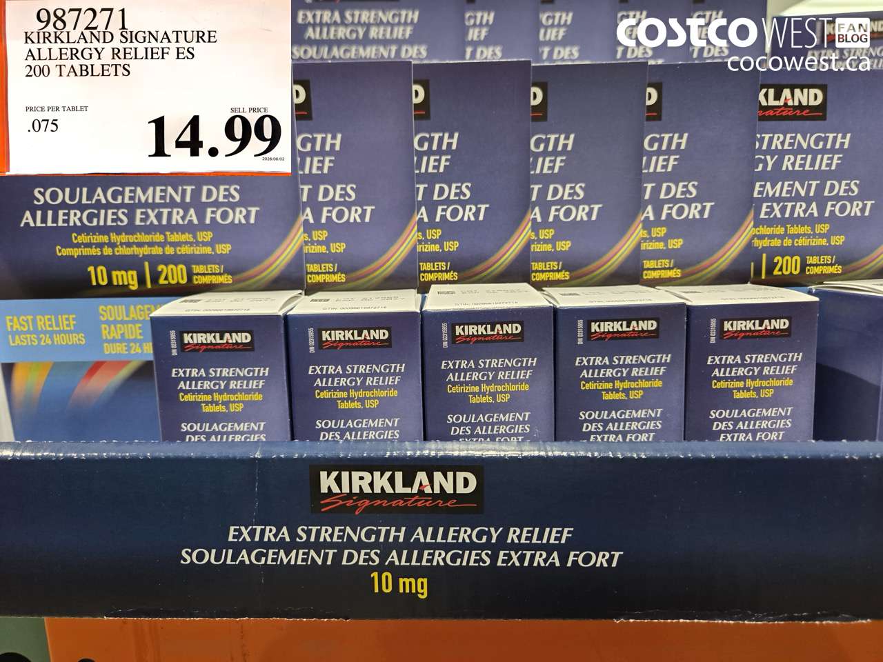 987271 KIRKLAND SIGNATURE ALLERGY RELIEF ES 200 TABLETS $14.99