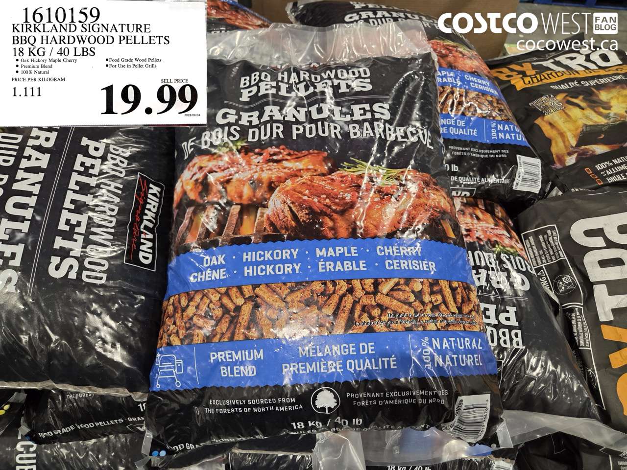 1610159 KIRKLAND SIGNATURE BBQ HARDWOOD PELLETS 18 KG / 40 LBS $19.99