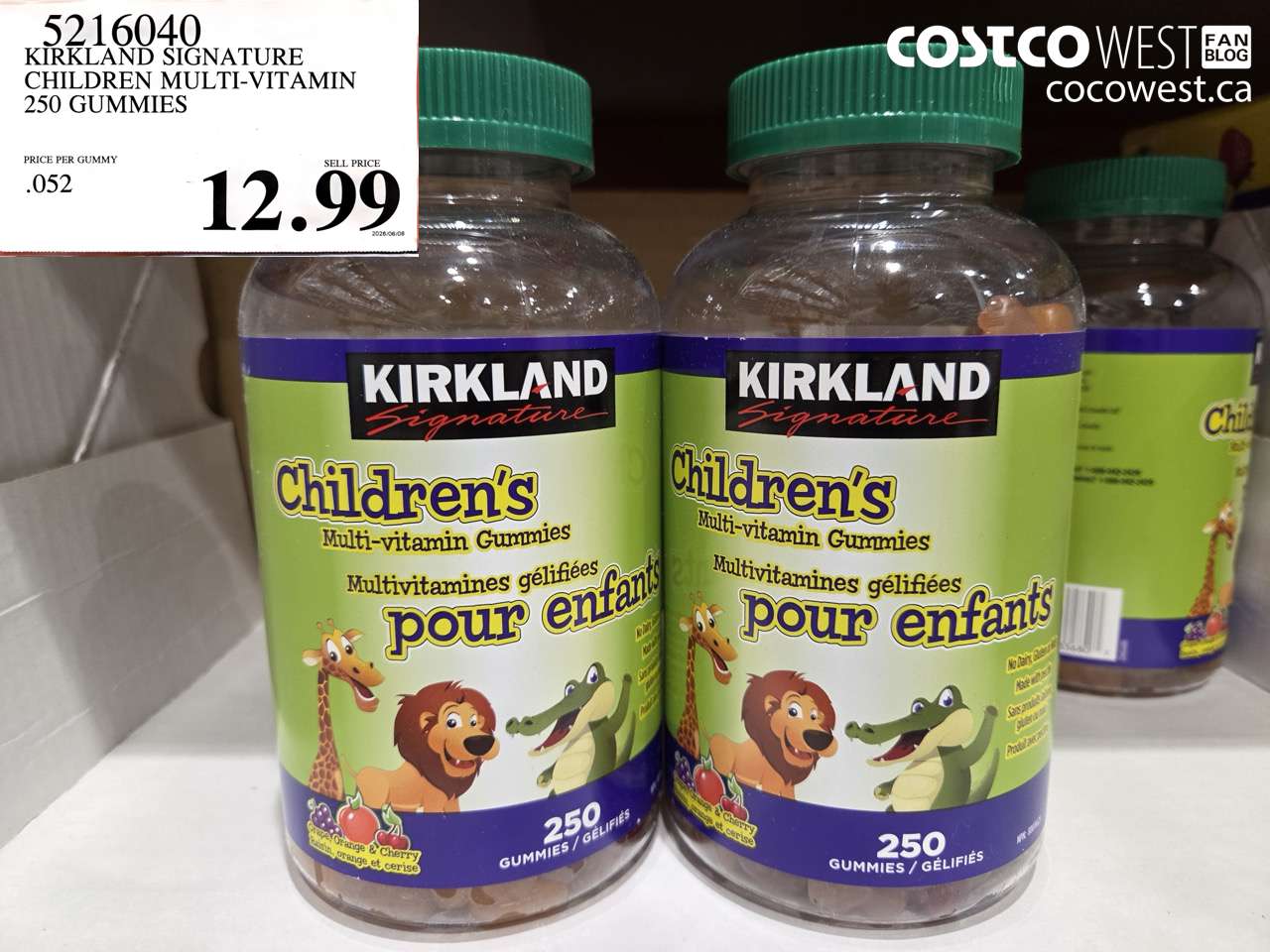 5216040 KIRKLAND SIGNATURE CHILDREN MULTI-VITAMIN 250 GUMMIES $12.99