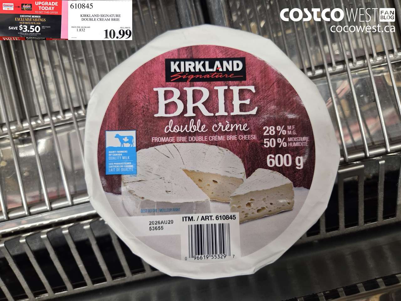 610845 KIRKLAND SIGNATURE DOUBLE CREAM BRIE ($3.50 INSTANT SAVINGS EXPIRES ON 2026-07-19) $7.49