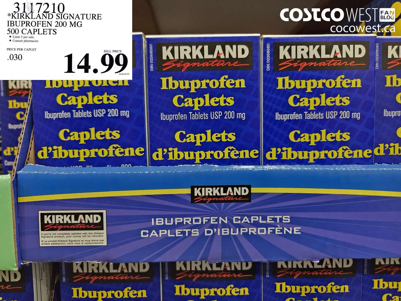 3117210 KIRKLAND SIGNATURE IBUPROFEN 200 MG 500 CAPLETS $14.99