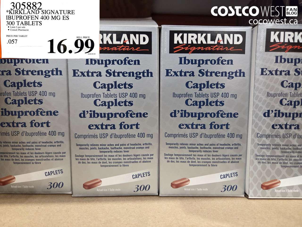 305882 KIRKLAND SIGNATURE IBUPROFEN 400 MG ES 300 TABLETS $16.99