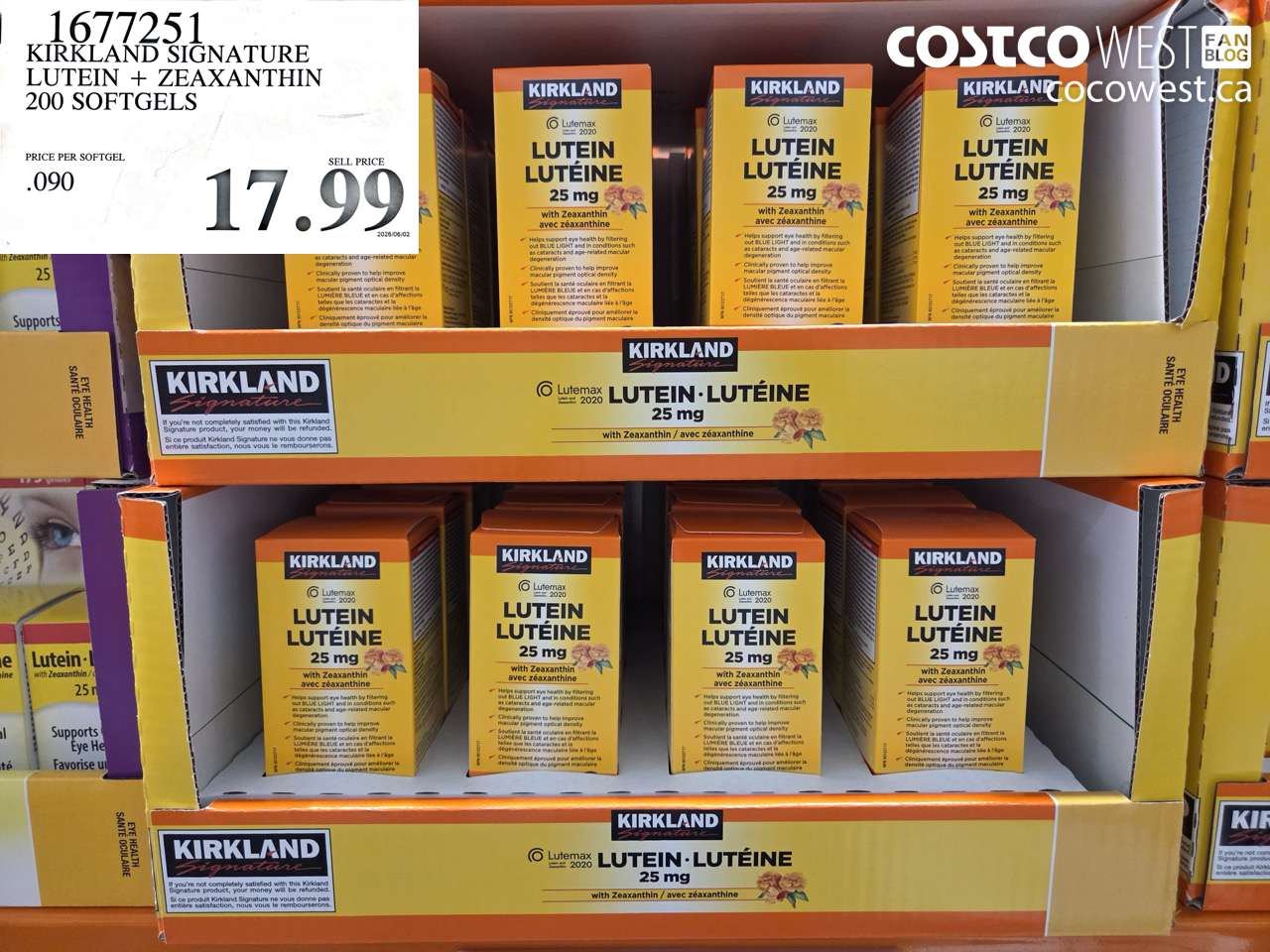 1677251 KIRKLAND SIGNATURE LUTEIN + ZEAXANTHIN 200 SOFTGELS $17.99