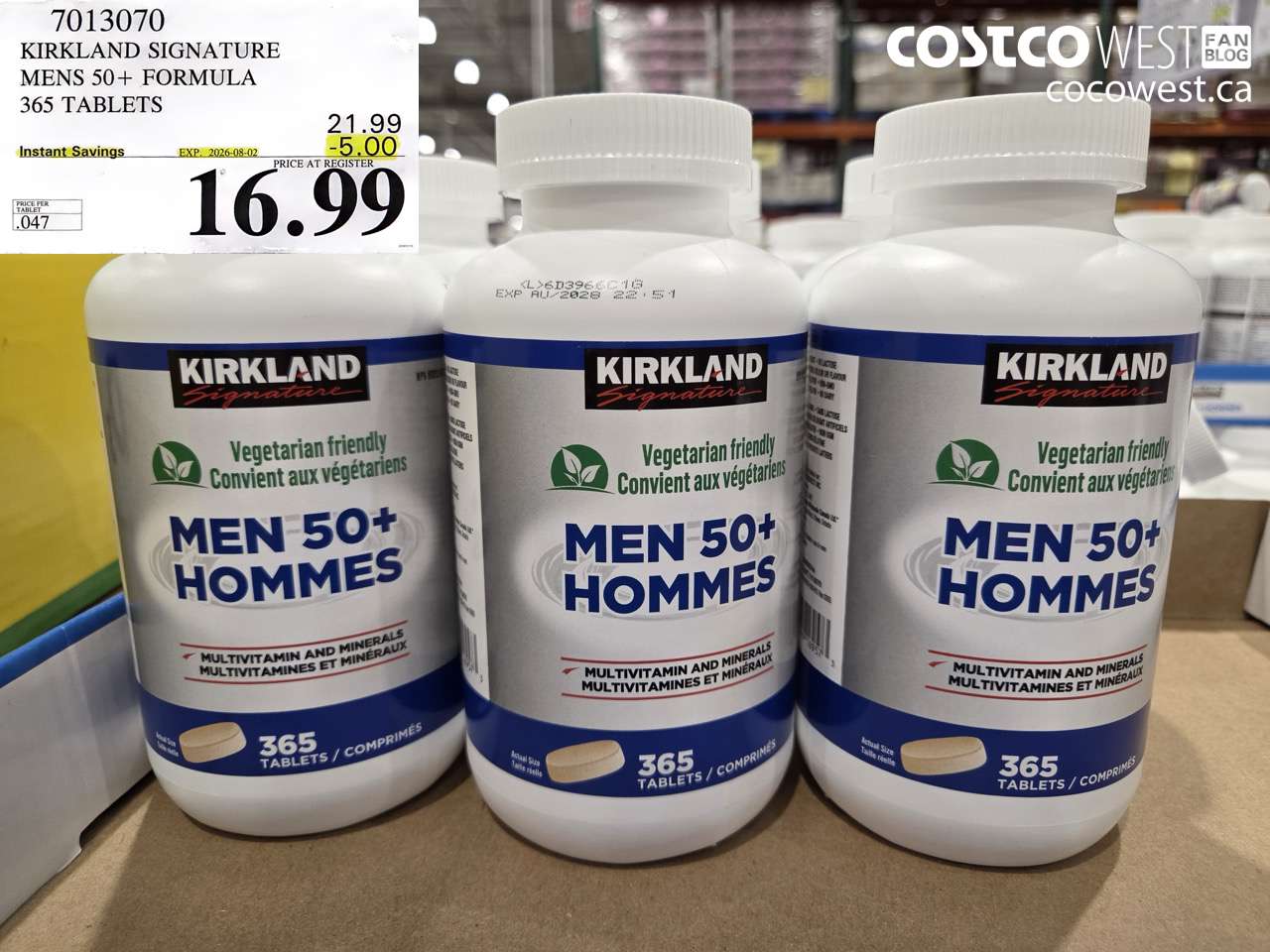 7013070 KIRKLAND SIGNATURE MENS 50+ FORMULA 365 TABLETS ($5.00 INSTANT SAVINGS EXPIRES ON 2026-08-02) $16.99
