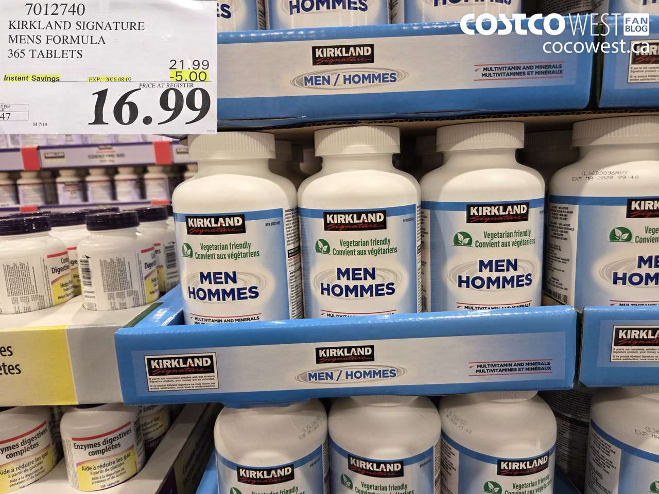 7012740 KIRKLAND SIGNATURE MENS FORMULA 365 TABLETS ($5.00 INSTANT SAVINGS EXPIRES ON 2026-08-02) $16.99