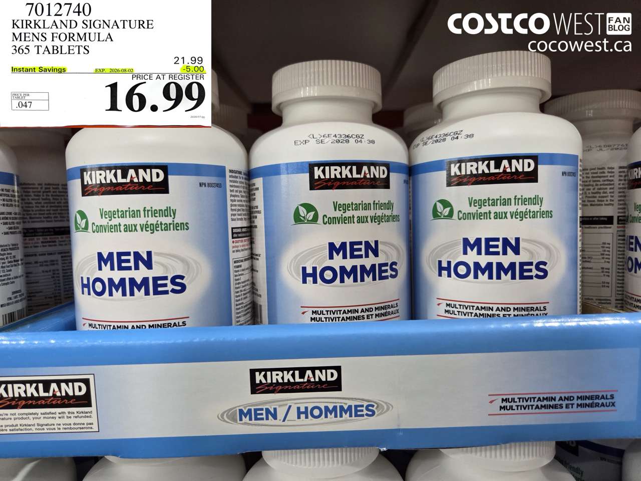 7012740 KIRKLAND SIGNATURE MENS FORMULA 365 TABLETS ($5.00 INSTANT SAVINGS EXPIRES ON 2026-08-02) $16.99