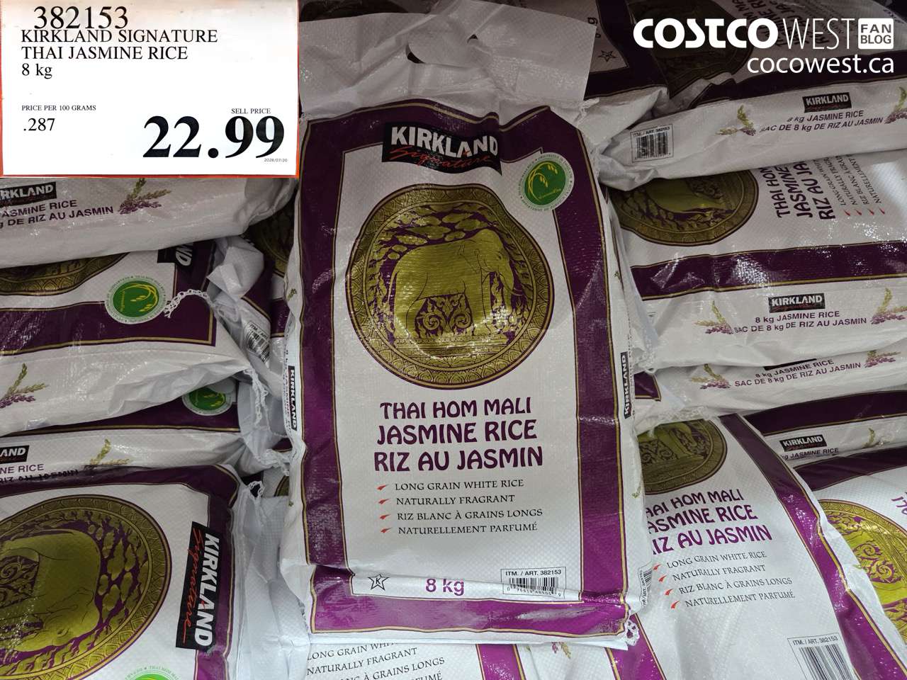 382153 KIRKLAND SIGNATURE THAI JASMINE RICE 8 KG $22.99