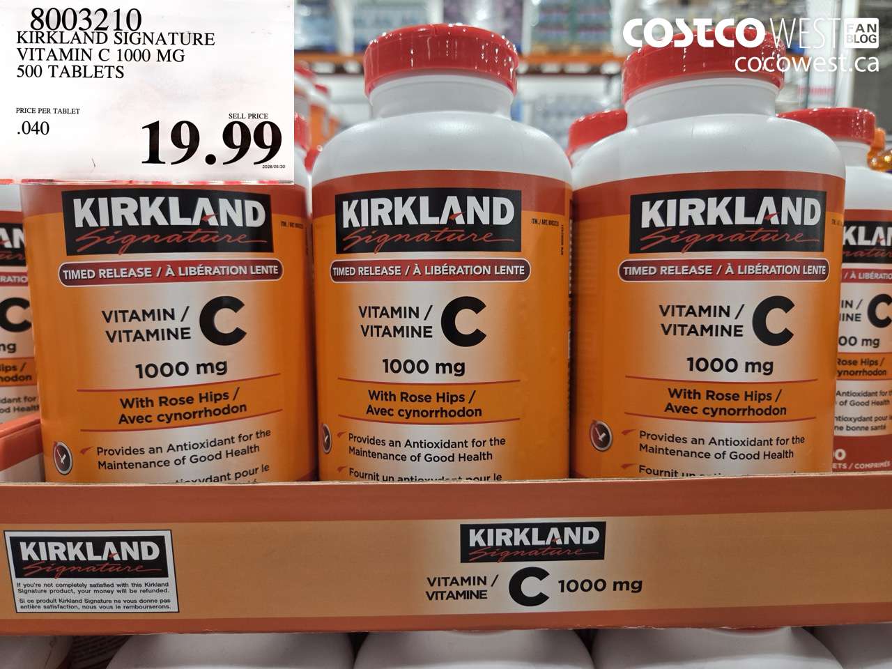 8003210 KIRKLAND SIGNATURE VITAMIN C 1000 MG 500 TABLETS $19.99