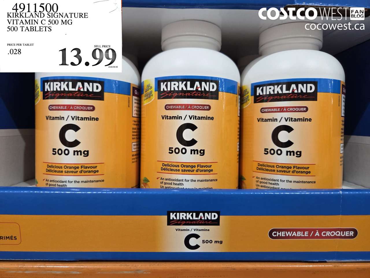 4911500 KIRKLAND SIGNATURE VITAMIN C 500 MG 500 TABLETS $13.99