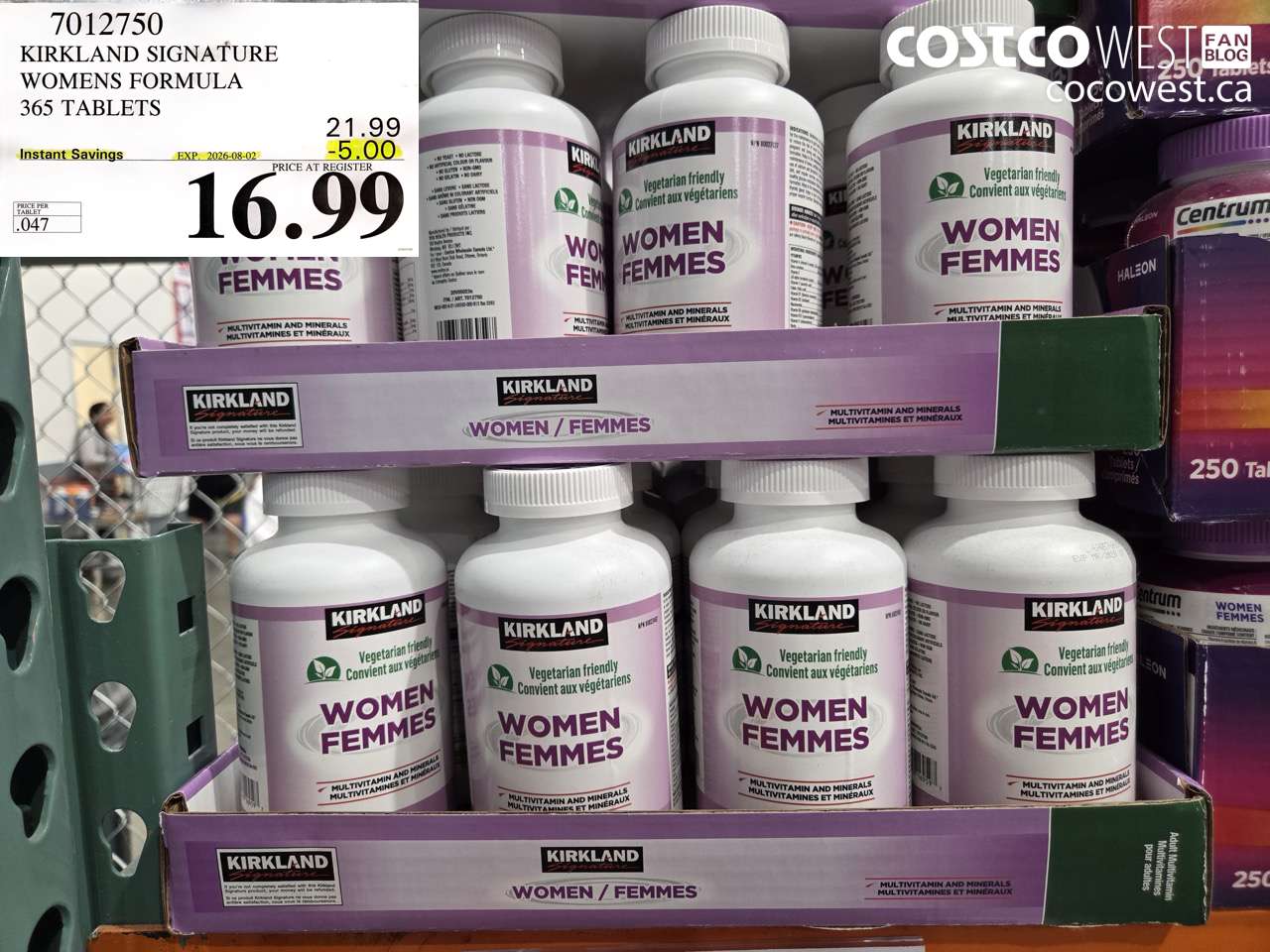 7012750 KIRKLAND SIGNATURE WOMENS FORMULA 365 TABLETS ($5.00 INSTANT SAVINGS EXPIRES ON 2026-08-02) $16.99