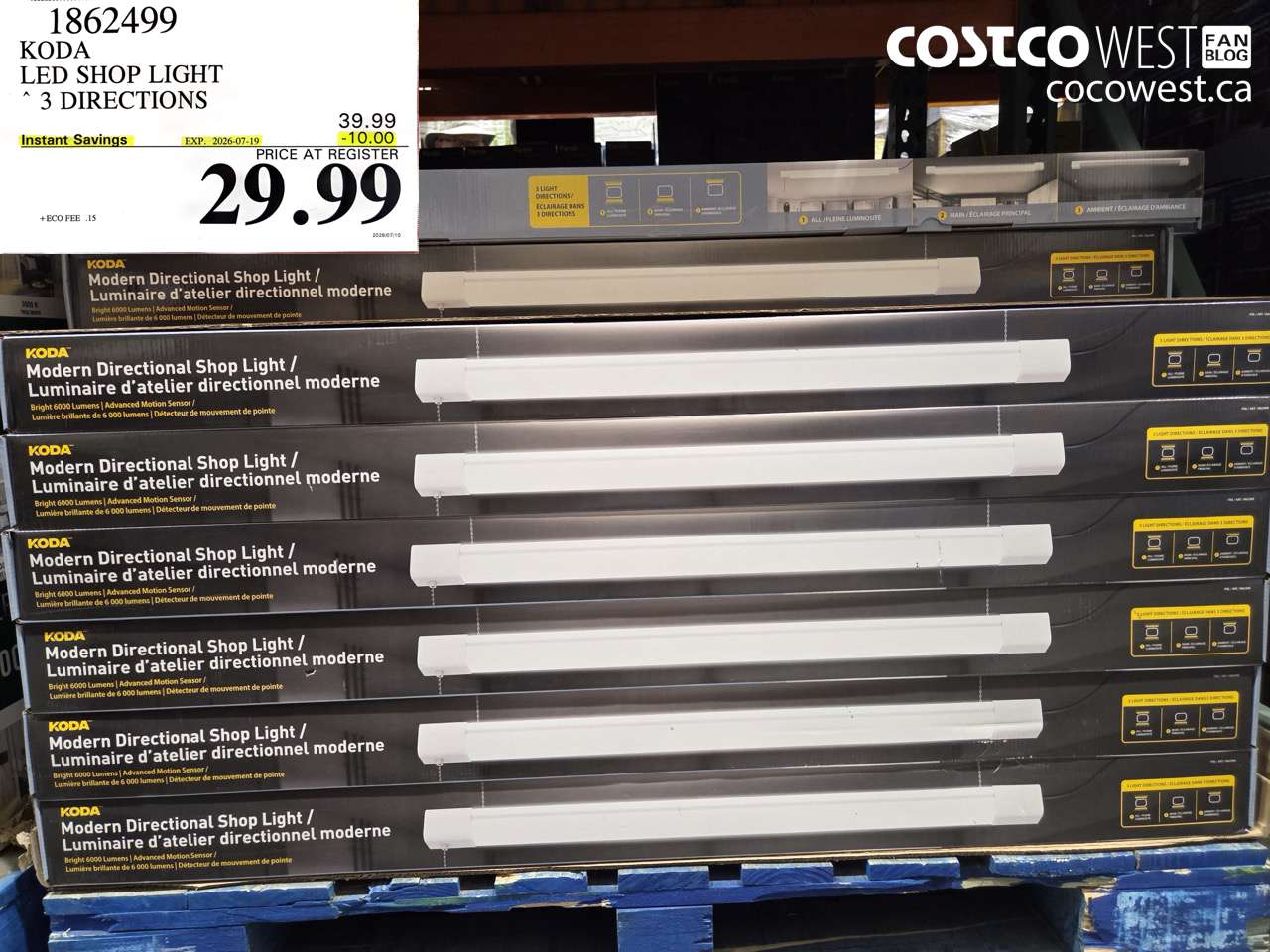 1862499 KODA LED SHOP LIGHT 3 DIRECTIONS ($10.00 INSTANT SAVINGS EXPIRES ON 2026-07-19) $29.99