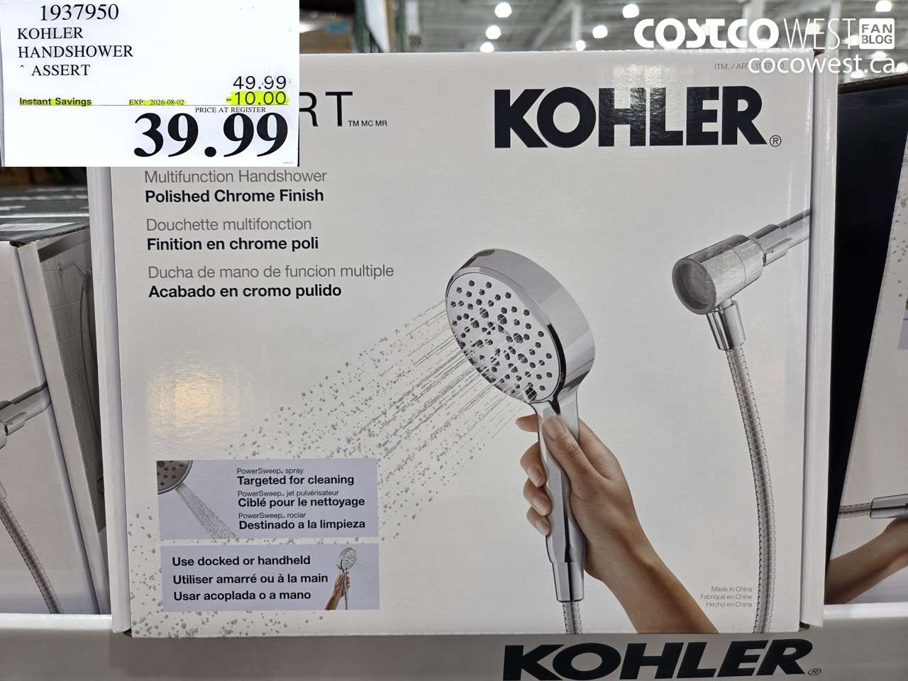 1937950 KOHLER HANDSHOWER ASSERT ($10.00 INSTANT SAVINGS EXPIRES ON 2026-08-02) $39.99