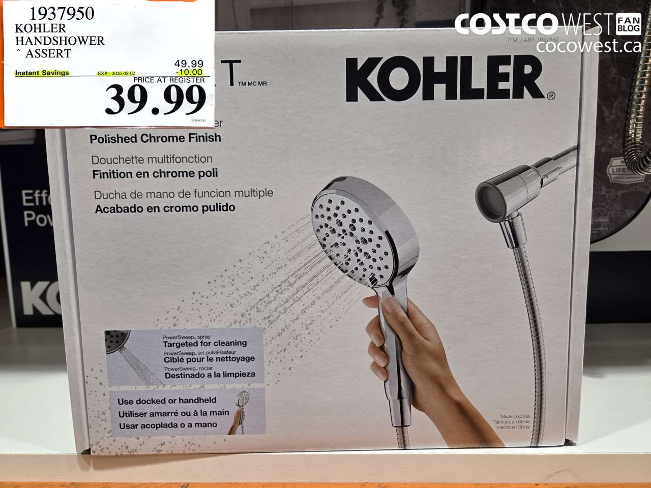 1937950 KOHLER HANDSHOWER ASSERT ($10.00 INSTANT SAVINGS EXPIRES ON 2026-08-02) $39.99