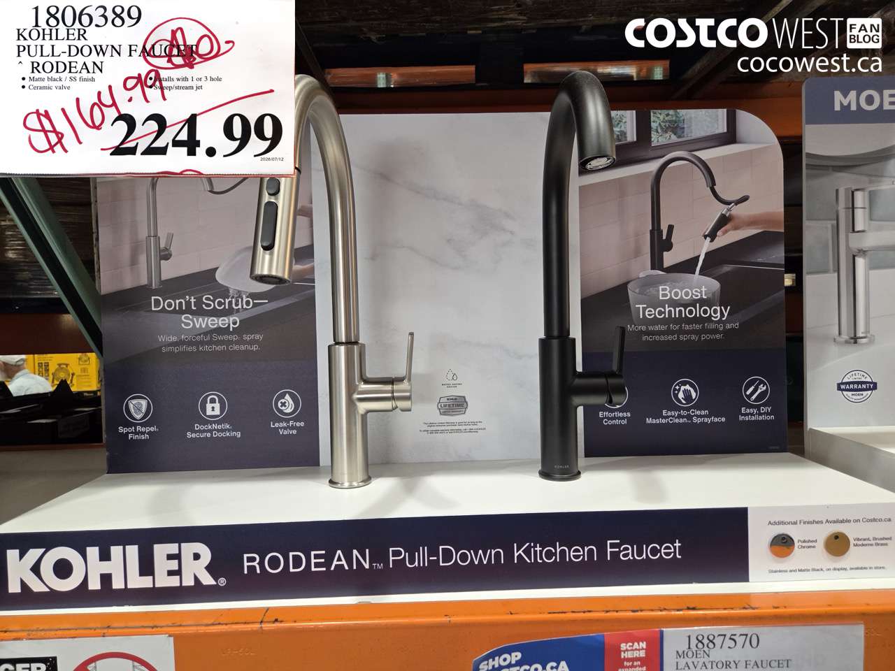 1806389 KOHLER PULL-DOWN FAUCET RODEAN $164.99