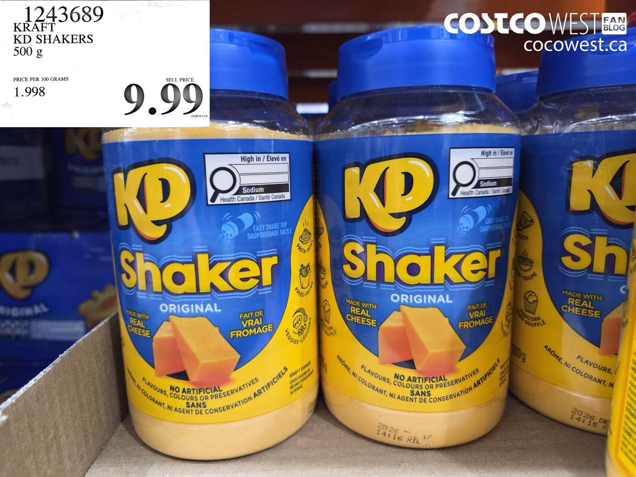 1243689 KRAFT KD SHAKERS 500 G $9.99