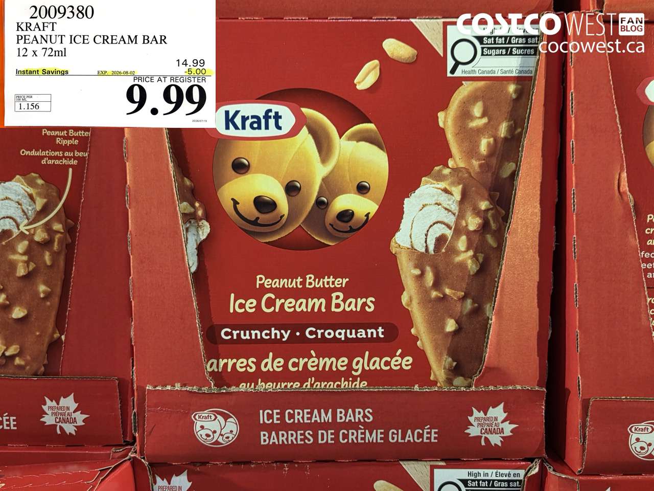 2009380 KRAFT PEANUT ICE CREAM BAR 12 X 72ML ($5.00 INSTANT SAVINGS EXPIRES ON 2026-08-02) $9.99