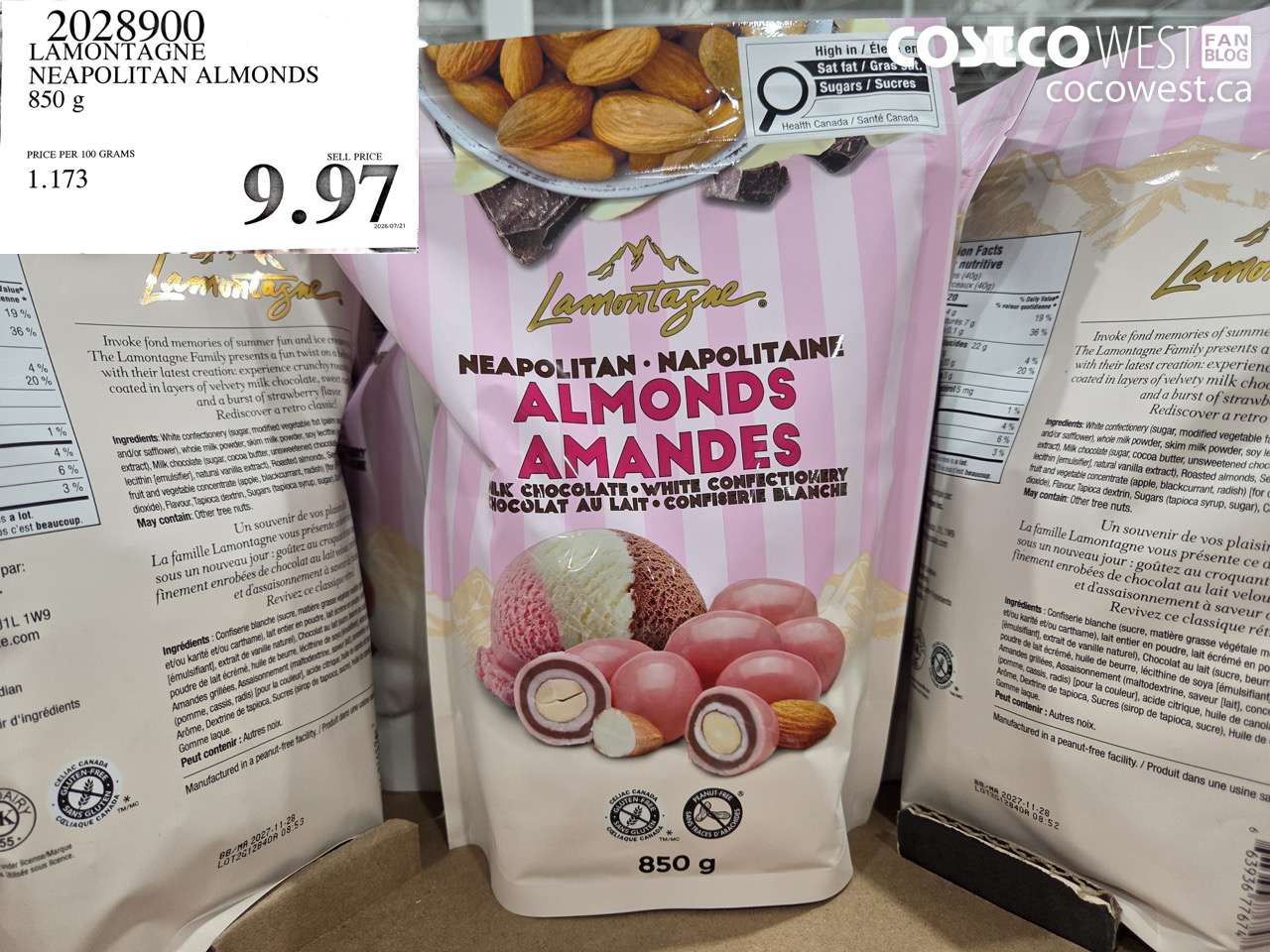 2028900 LAMONTAGNE NEAPOLITAN ALMONDS 850 G $9.97