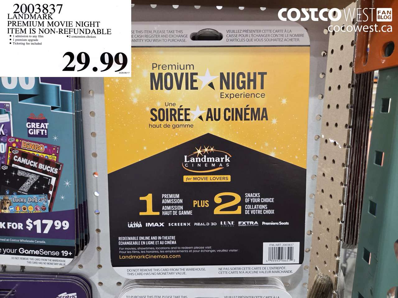 2003837 LANDMARK PREMIUM MOVIE NIGHT ITEM IS NON-REFUNDABLE $29.99