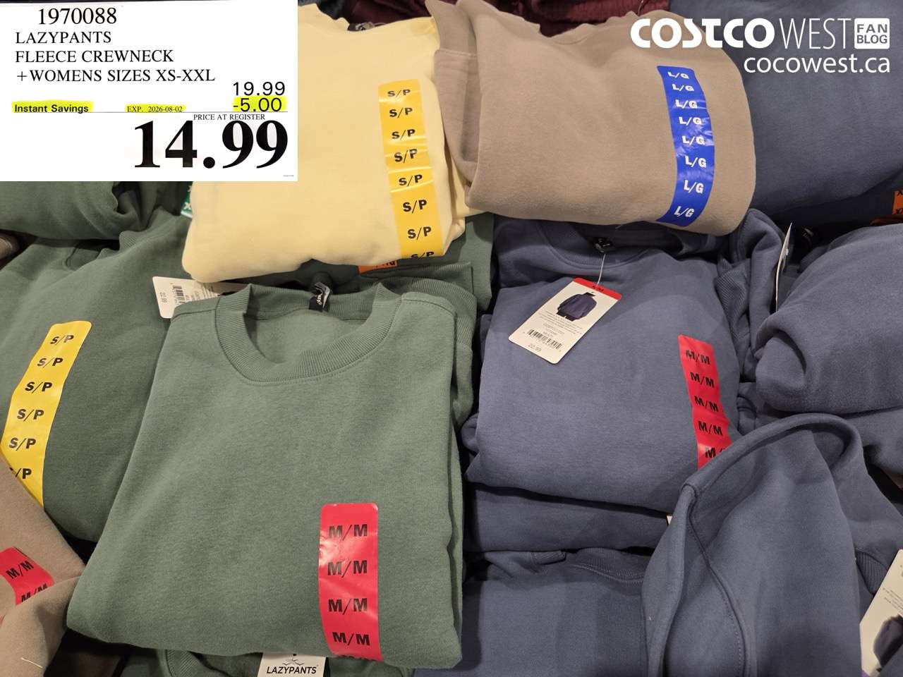 1970088 LAZYPANTS FLEECE CREWNECK WOMENS SIZES XS-XXL ($5.00 INSTANT SAVINGS EXPIRES ON 2026-08-02) $14.99