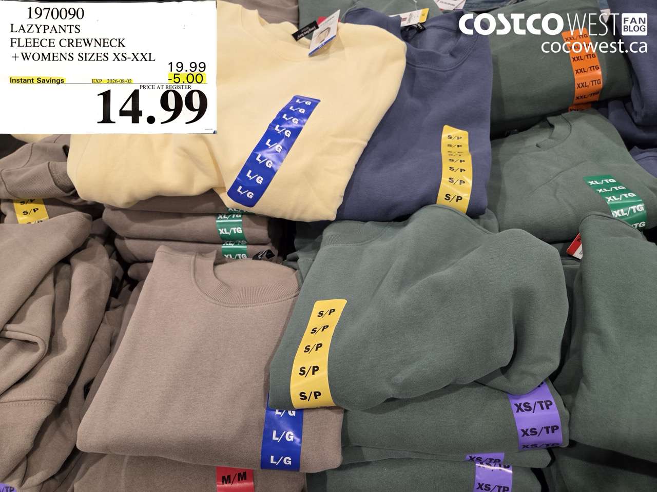 1970090 LAZYPANTS FLEECE CREWNECK WOMENS SIZES XS-XXL ($5.00 INSTANT SAVINGS EXPIRES ON 2026-08-02) $14.99