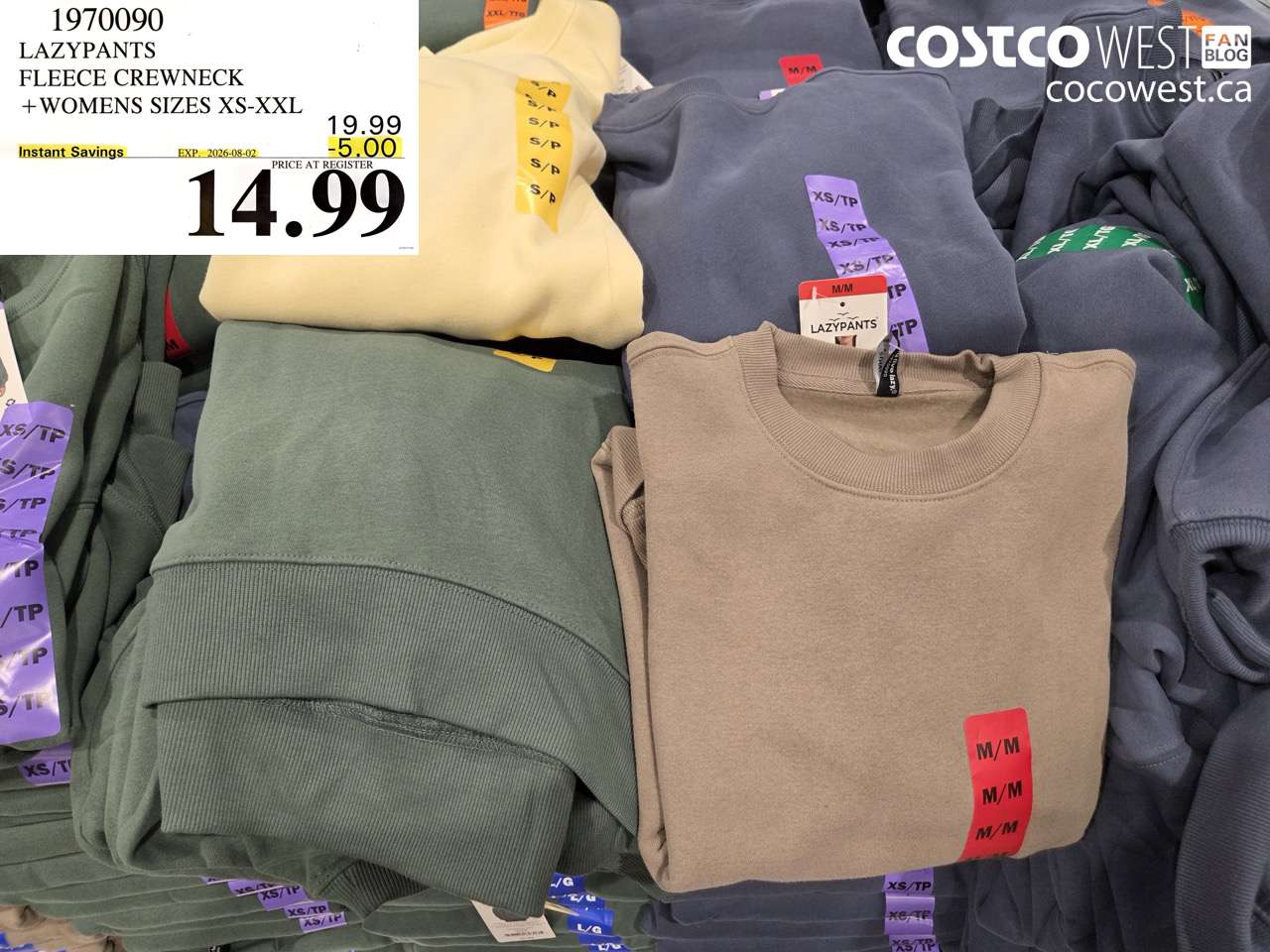 1970090 LAZYPANTS FLEECE CREWNECK WOMENS SIZES XS-XXL ($5.00 INSTANT SAVINGS EXPIRES ON 2026-08-02) $14.99
