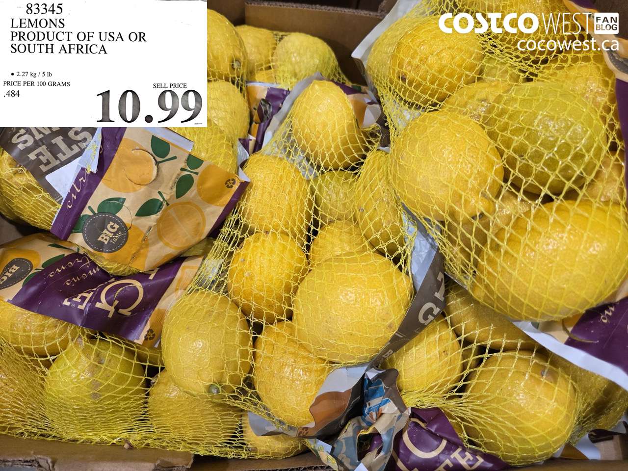 83345 LEMONS PRODUCT OF USA OR SOUTH AFRICA $10.99