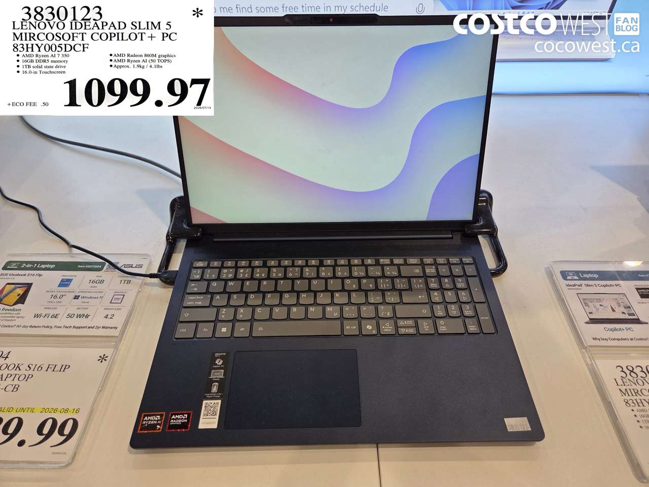 3830123 LENOVO IDEAPAD SLIM 5 MIRCOSOFT COPILOT+ PC 83HY005DCF $1099.97