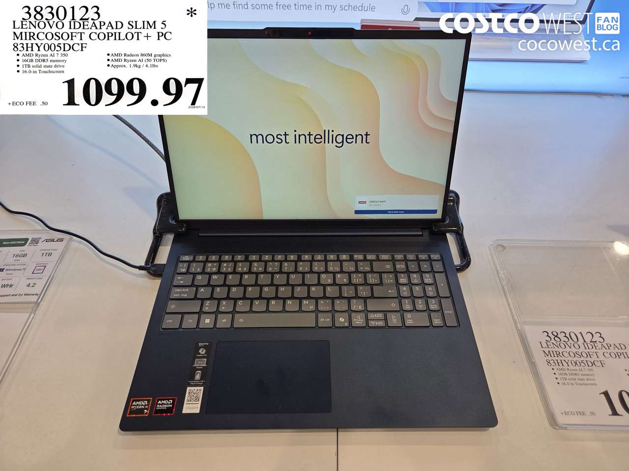 3830123 LENOVO IDEAPAD SLIM 5 MIRCOSOFT COPILOT + PC 83HY005DCF $1099.97