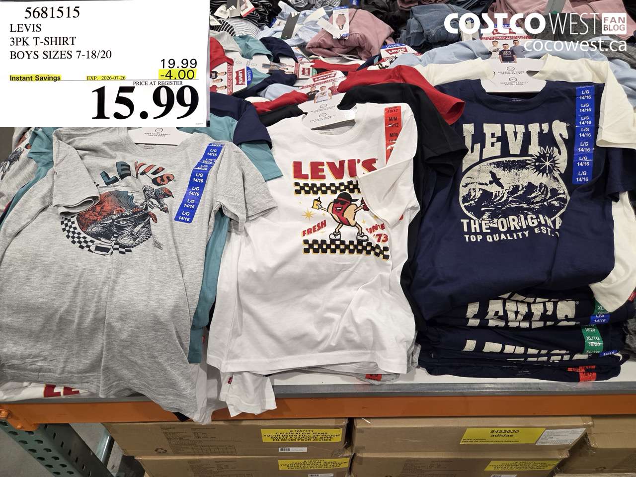 5681515 LEVIS 3PK T-SHIRT BOYS SIZES 7-18/20 ($4.00 INSTANT SAVINGS EXPIRES ON 2026-07-26) $15.99