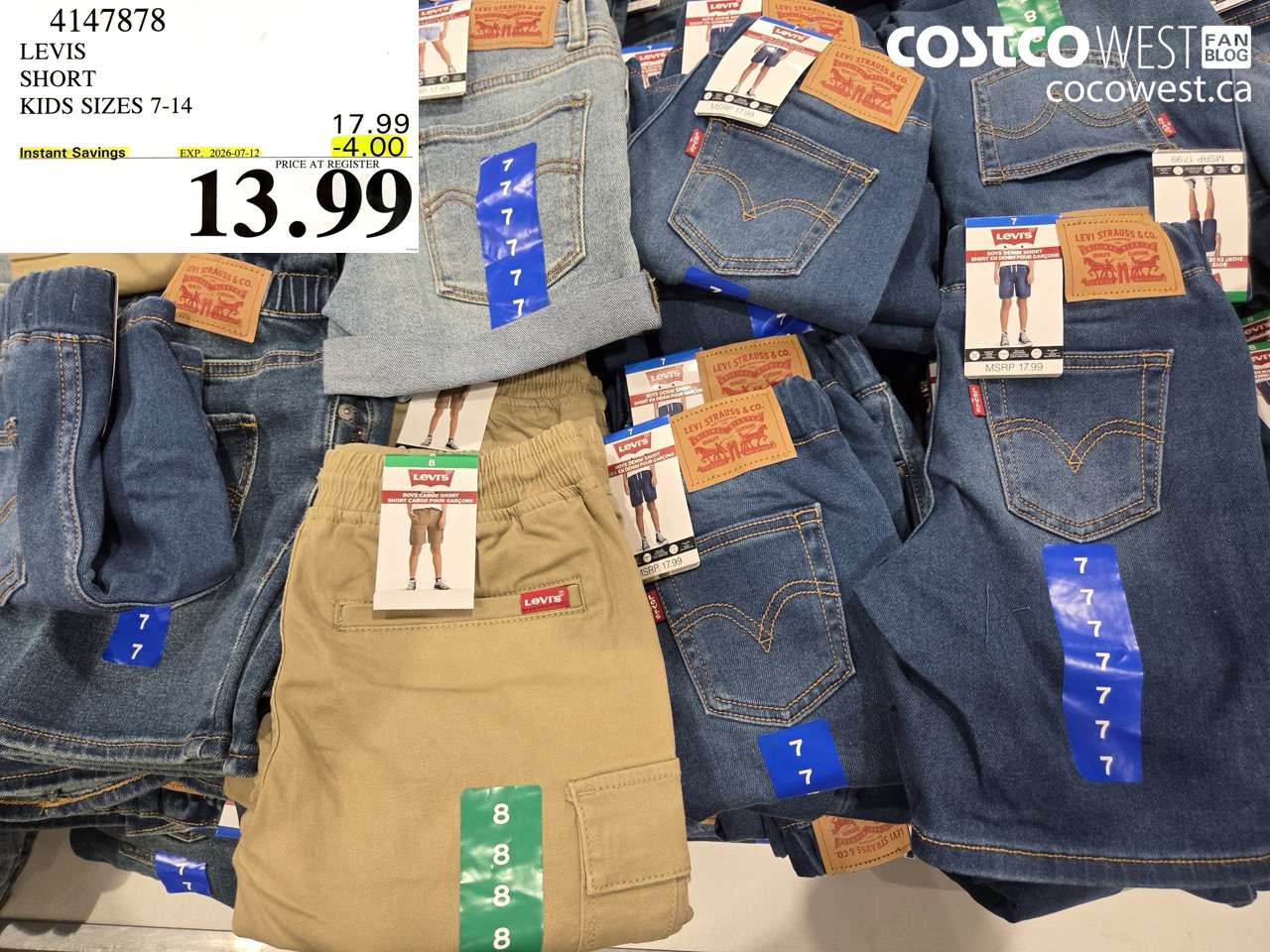 4147878 LEVIS SHORT KIDS SIZES 7-14 ($4.00 INSTANT SAVINGS EXPIRES ON 2026-07-12) $13.99