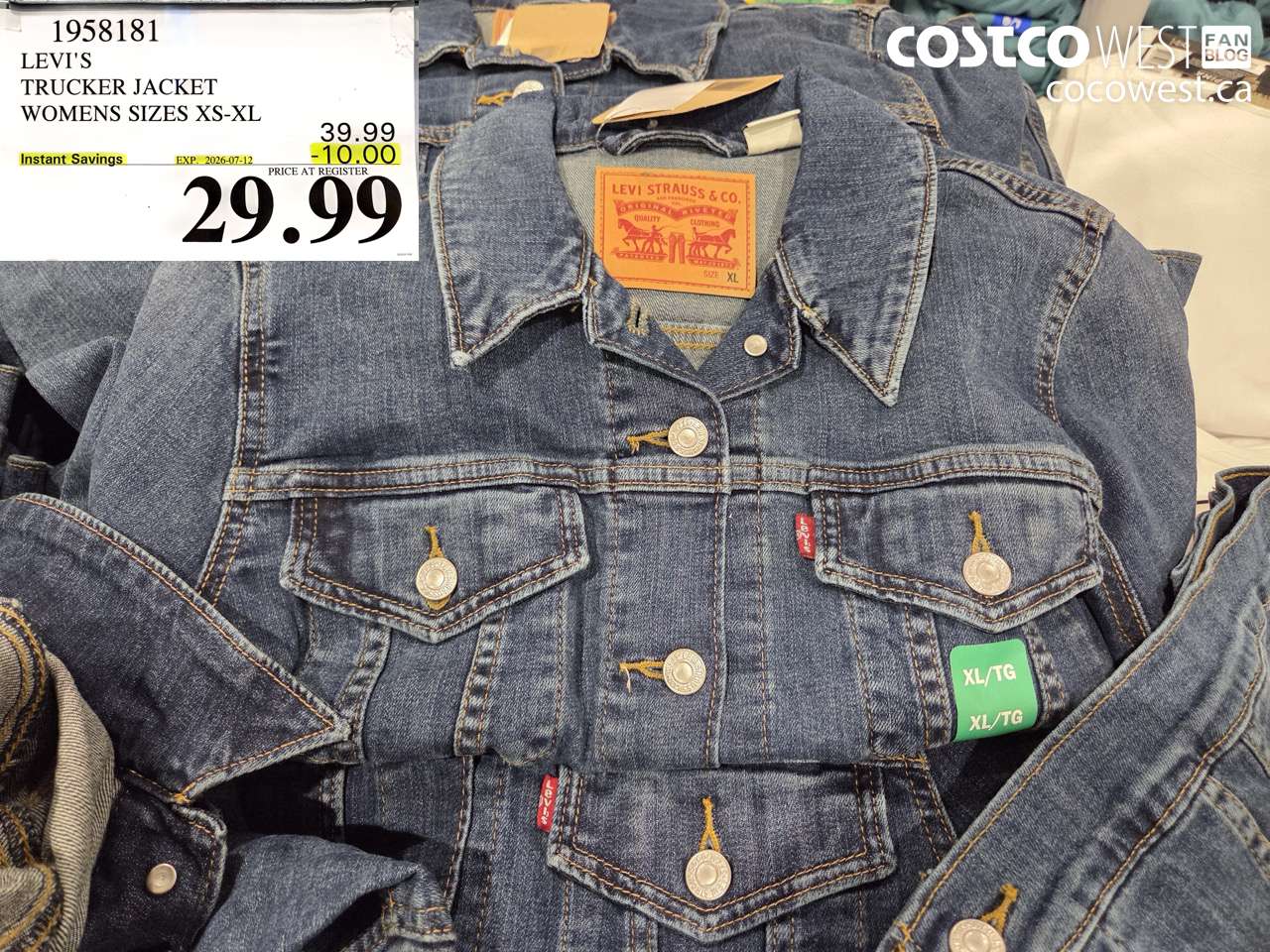 1958181 LEVI'S TRUCKER JACKET WOMENS SIZES XS-XL ($10.00 INSTANT SAVINGS EXPIRES ON 2026-07-12) $29.99