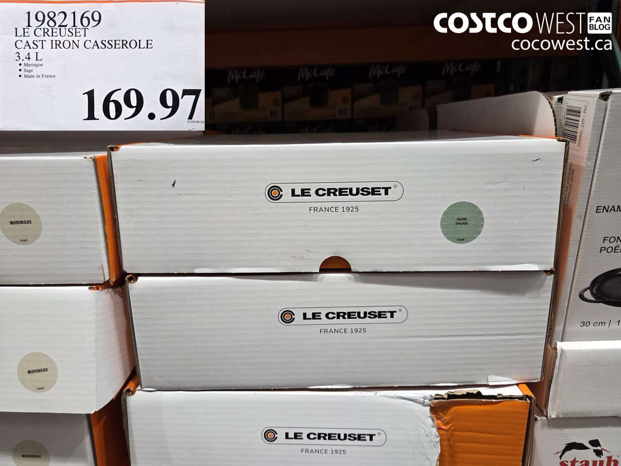 1982169 LE CREUSET CAST IRON CASSEROLE 3.4 L $169.97