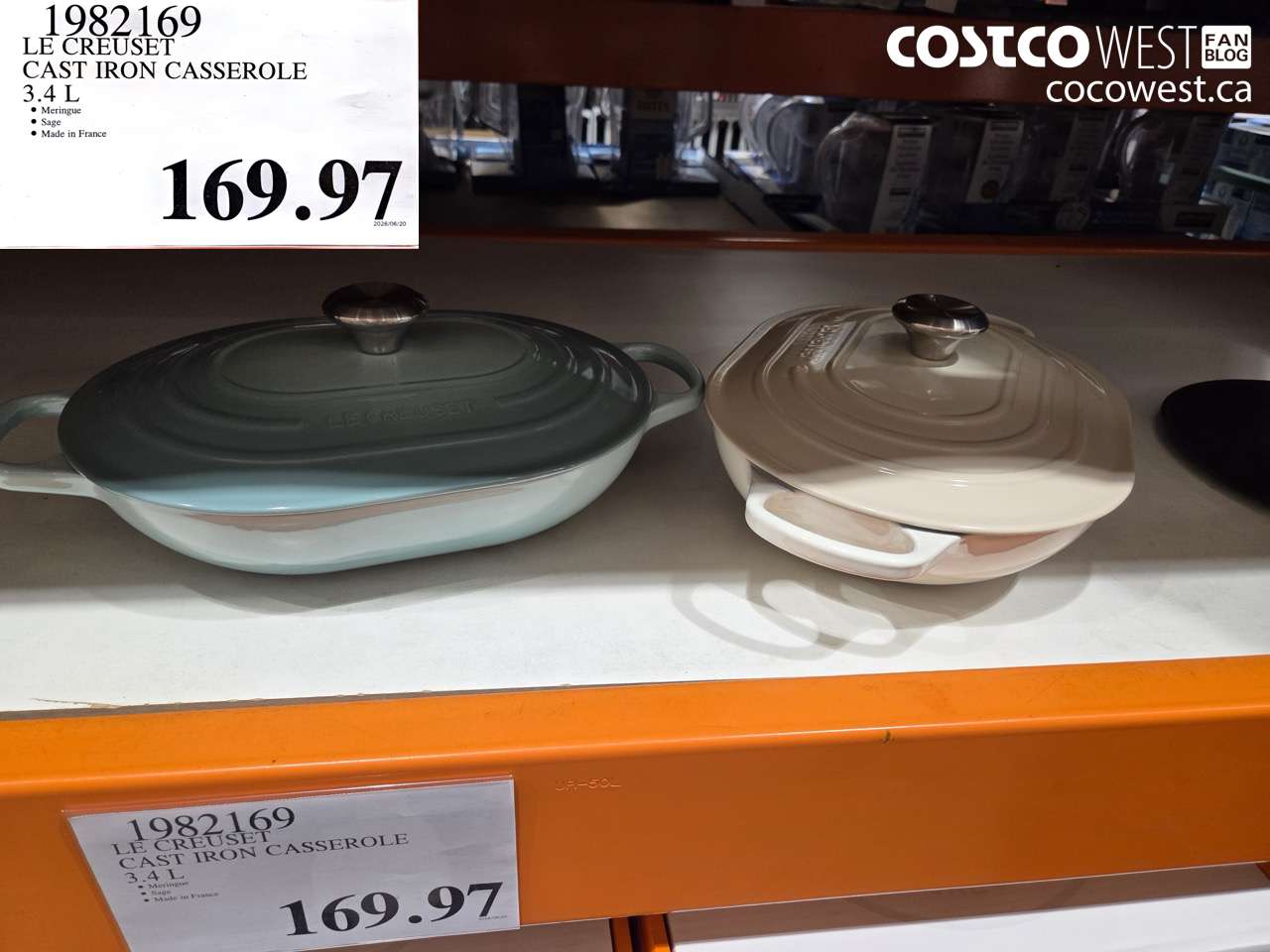 1982169 LE CREUSET CAST IRON CASSEROLE 3.4 L $169.97