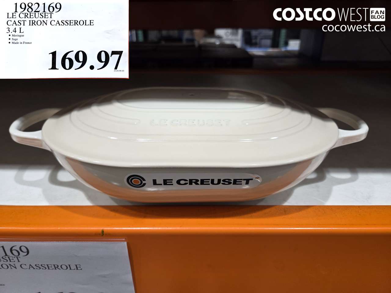 1982169 LE CREUSET CAST IRON CASSEROLE 3.4 L $169.97