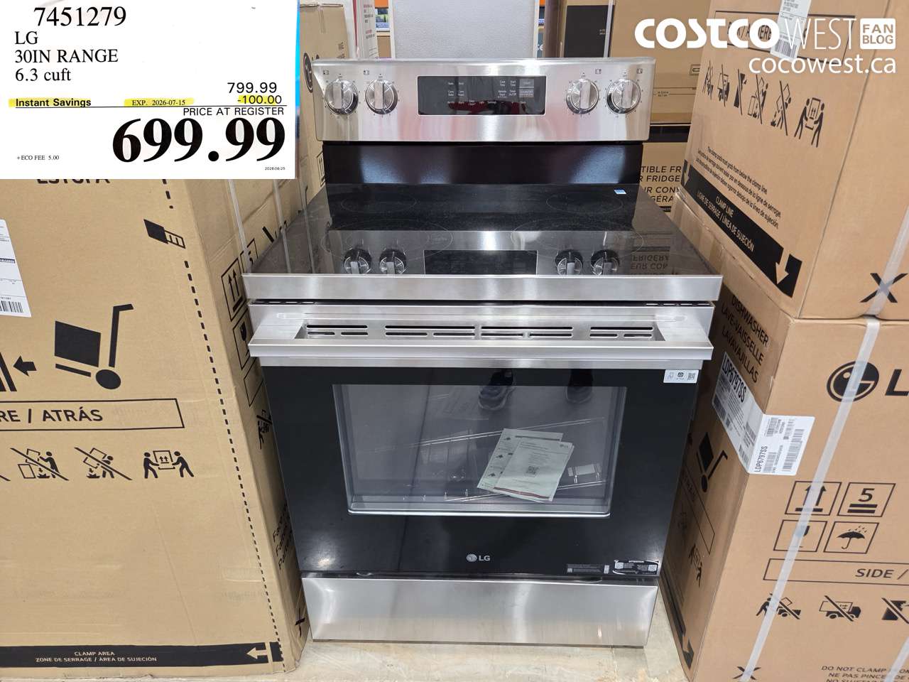 7451279 LG 30IN RANGE 6.3 CUFT ($100.00 INSTANT SAVINGS EXPIRES ON 2026-07-15) $699.99