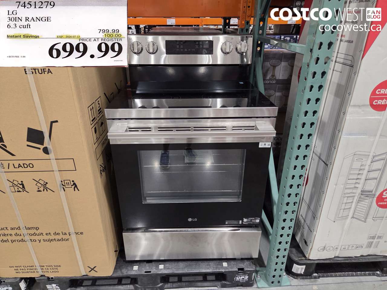7451279 LG 30IN RANGE 6.3 CUFT ($100.00 INSTANT SAVINGS EXPIRES ON 2026-07-15) $699.99