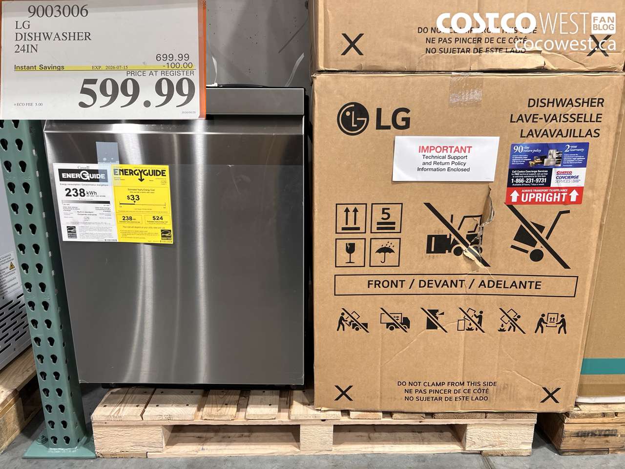 9003006 LG DISHWASHER 24IN ($100.00 INSTANT SAVINGS EXPIRES ON 2026-07-15) $599.99