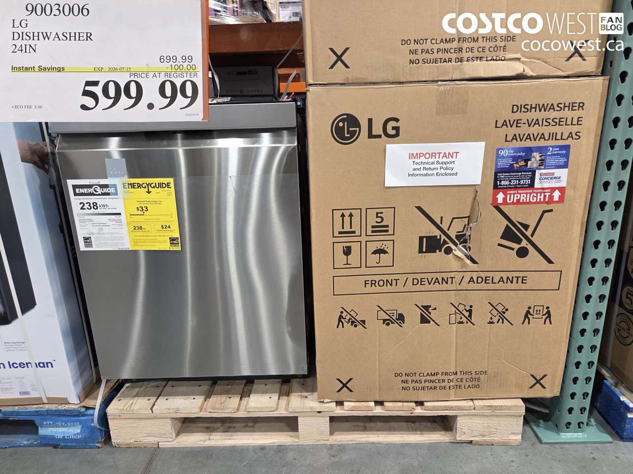 9003006 LG DISHWASHER 24IN ($100.00 INSTANT SAVINGS EXPIRES ON 2026-07-15) $599.99