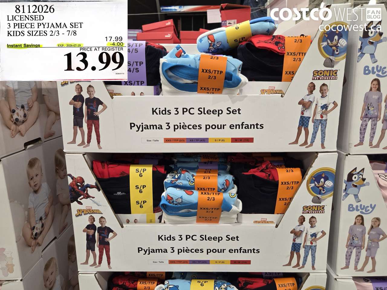 8112026 LICENSED 3 PIECE PYJAMA SET KIDS SIZES 2/3 - 7/8 ($4.00 INSTANT SAVINGS EXPIRES ON 2026-07-19) $13.99