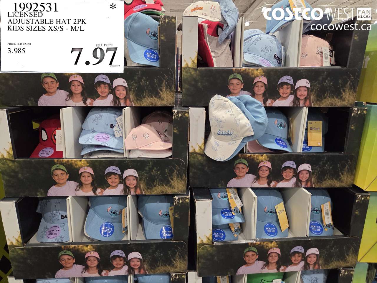 1992531 LICENSED ADJUSTABLE HAT 2PK KIDS SIZES XS/S - M/L $7.97