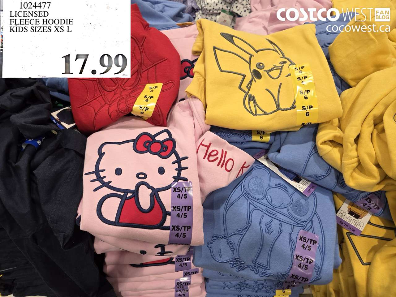 1024477 LICENSED FLEECE HOODIE KIDS SIZES XS-L $17.99
