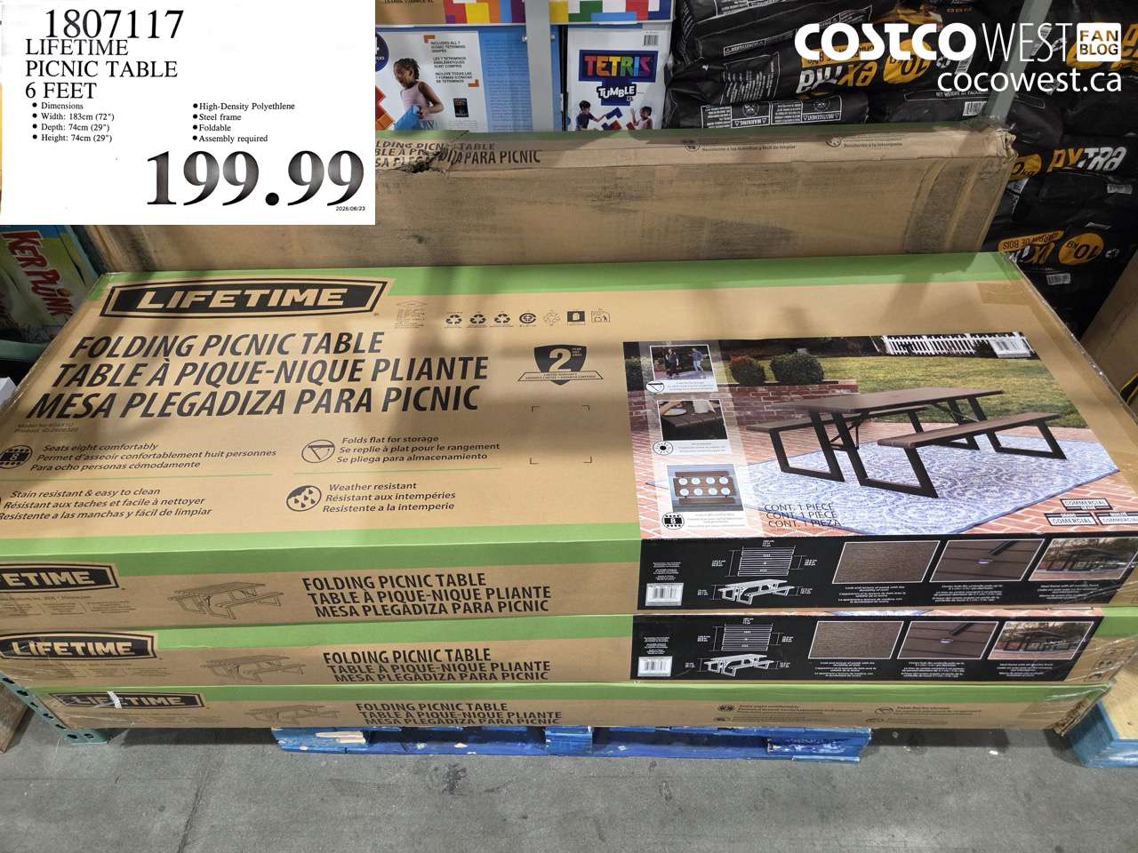 1807117 LIFETIME PICNIC TABLE 6 FEET $199.99