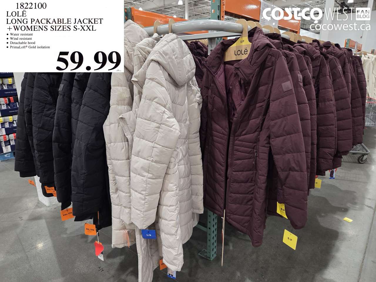 1822100 LOLË LONG PACKABLE JACKET WOMENS SIZES S-XXL $59.99