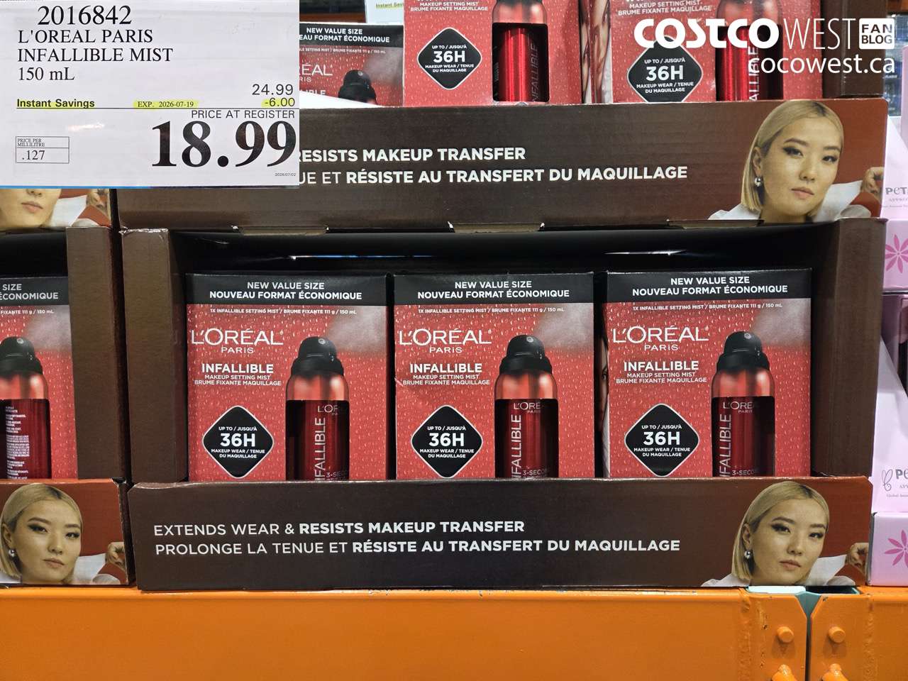 2016842 L'OREAL PARIS INFALLIBLE MIST 150 ML ($6.00 INSTANT SAVINGS EXPIRES ON 2026-07-19) $18.99