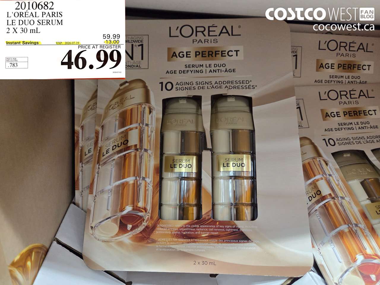 2010682 L'ORÉAL PARIS LE DUO SERUM 2 X 30 ML ($13.00 INSTANT SAVINGS EXPIRES ON 2026-07-19) $46.99