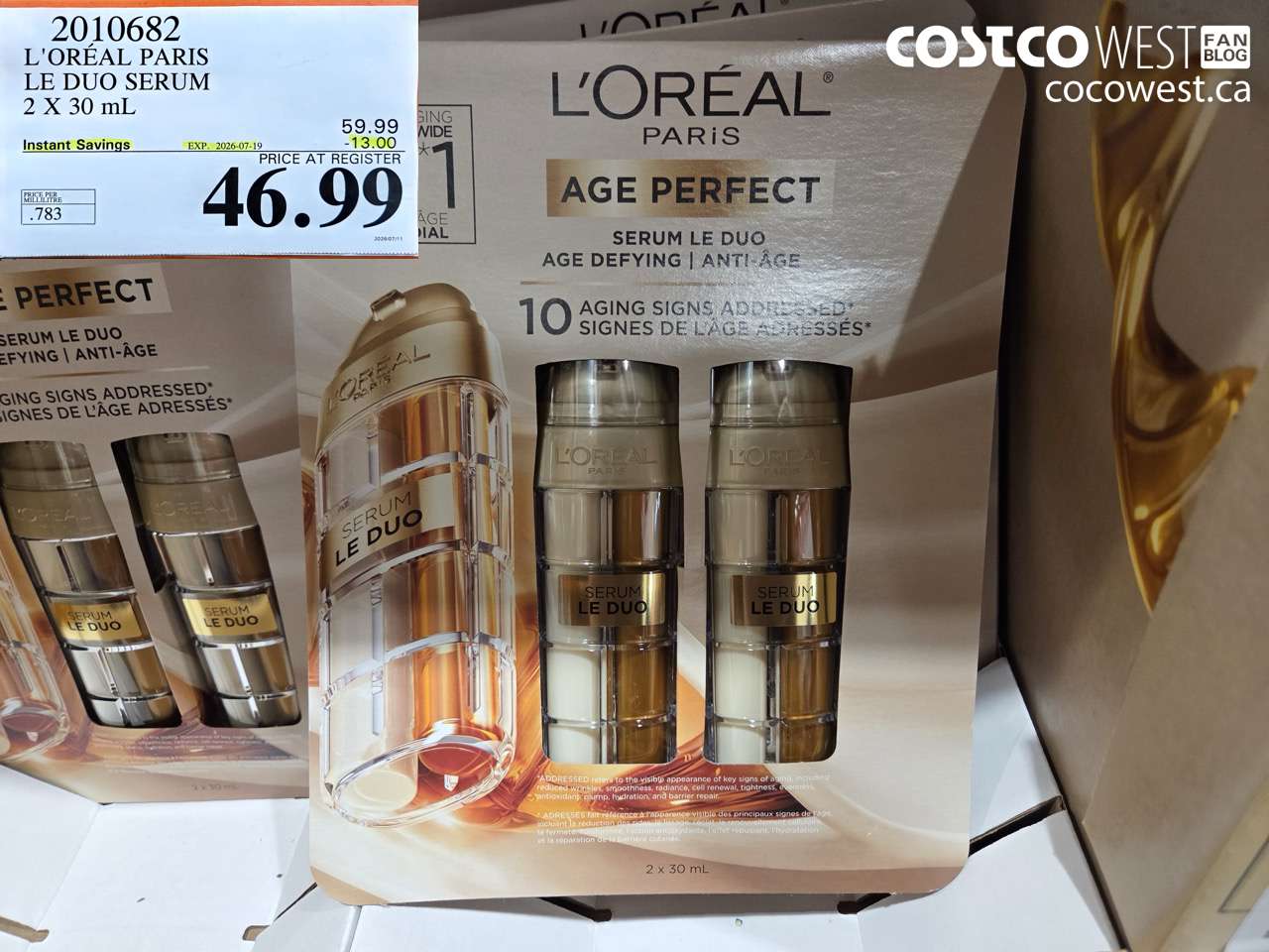 2010682 L'ORÉAL PARIS LE DUO SERUM 2 X 30 ML ($13.00 INSTANT SAVINGS EXPIRES ON 2026-07-19) $46.99