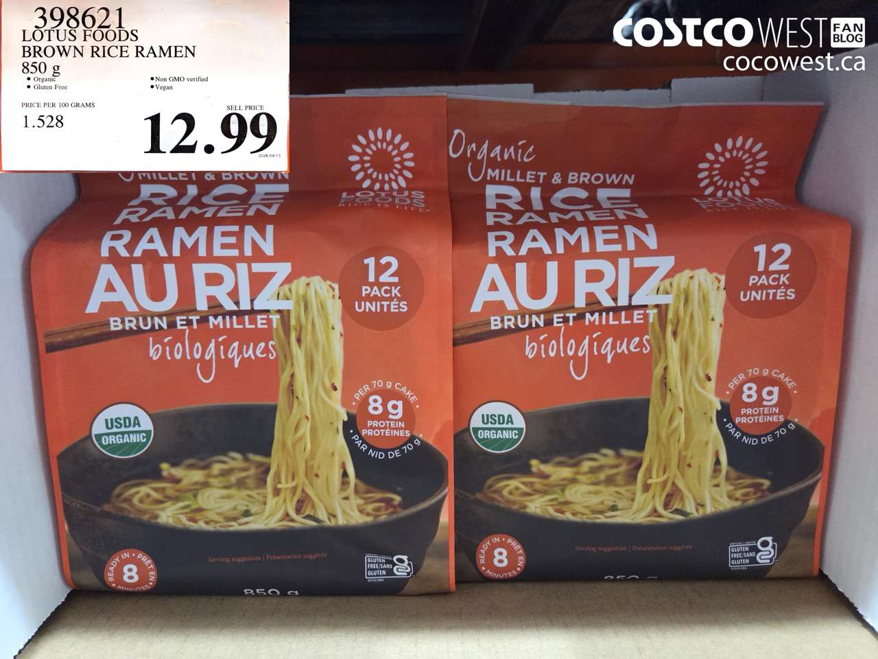398621 LOTUS FOODS BROWN RICE RAMEN 850 G $12.99