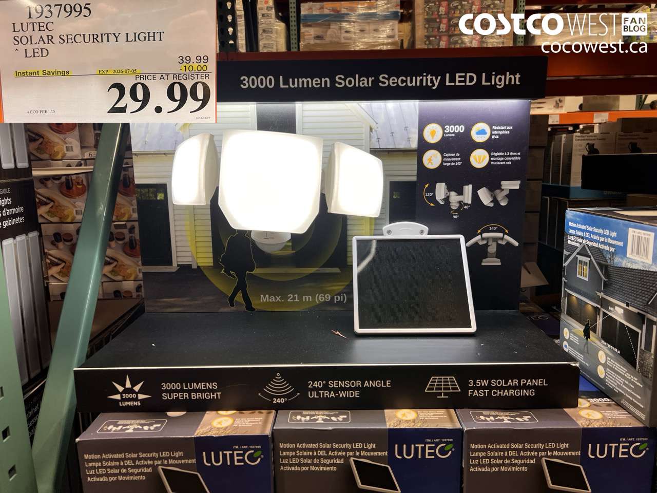 1937995 LUTEC SOLAR SECURITY LIGHT LED ($10.00 INSTANT SAVINGS EXPIRES ON 2026-07-05) $29.99