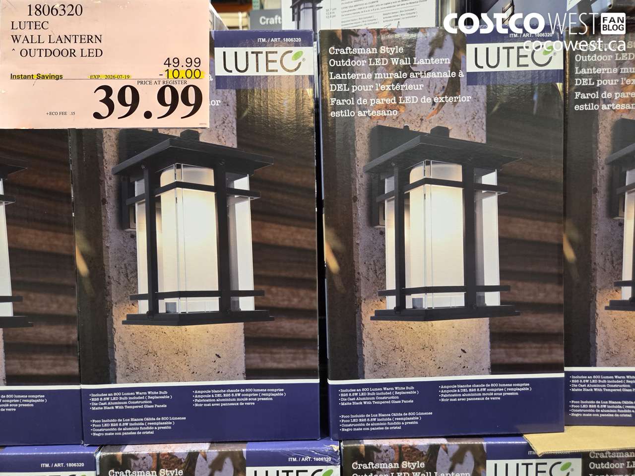 1806320 LUTEC WALL LANTERN OUTDOOR LED ($10.00 INSTANT SAVINGS EXPIRES ON 2026-07-19) $39.99